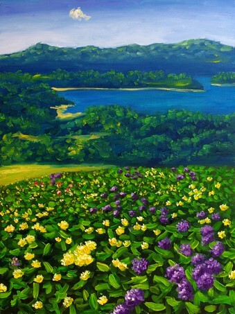 Oil Painting - Lake Valley Landscape